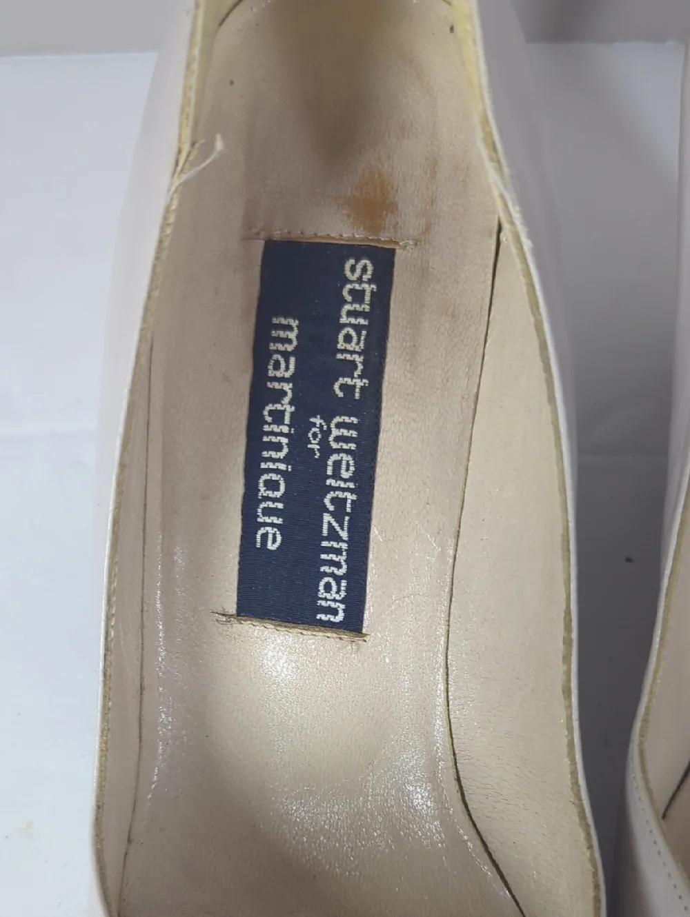 Vintage Stuart Weitzman Heels 8 Leather Sculptural Heel Minimalis - Picture 4 of 9